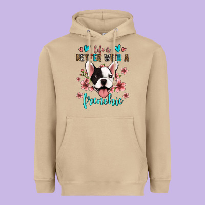 Life Is Better With A Frenchie Heavyweight Hoodie Designed By Jasminsmagicworld