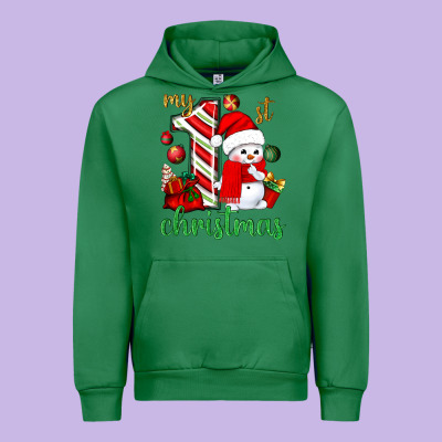 My 1 St Christmas With Cute Snowman Bbs Urban Hoodie Designed By Bundleandbundleshop