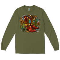 Army Green christmas cowboy boots Long Sleeve Tee - RanaPortraitStore