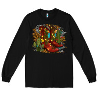 Black christmas cowboy boots Long Sleeve Tee - RanaPortraitStore