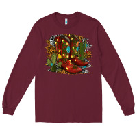 Burgundy christmas cowboy boots Long Sleeve Tee - RanaPortraitStore