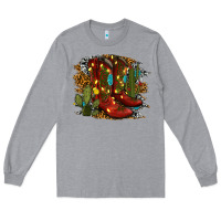 Heather Grey christmas cowboy boots Long Sleeve Tee - RanaPortraitStore