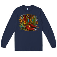 Navy christmas cowboy boots Long Sleeve Tee - RanaPortraitStore