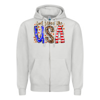 Dove Grey god bless the usa Zipper Hoodie - RacoonDesign