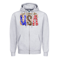 Heather Grey god bless the usa Zipper Hoodie - RacoonDesign
