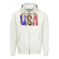 Oatmeal Heather god bless the usa Zipper Hoodie - RacoonDesign