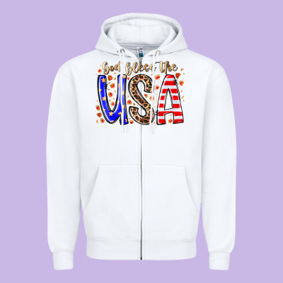 God Bless The Usa Zipper Hoodie Designed By Racoondesign