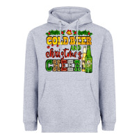 Heather Grey cold beer and christmas cheer with beer bottles Heavyweight Hoodie - AdoDesignShop