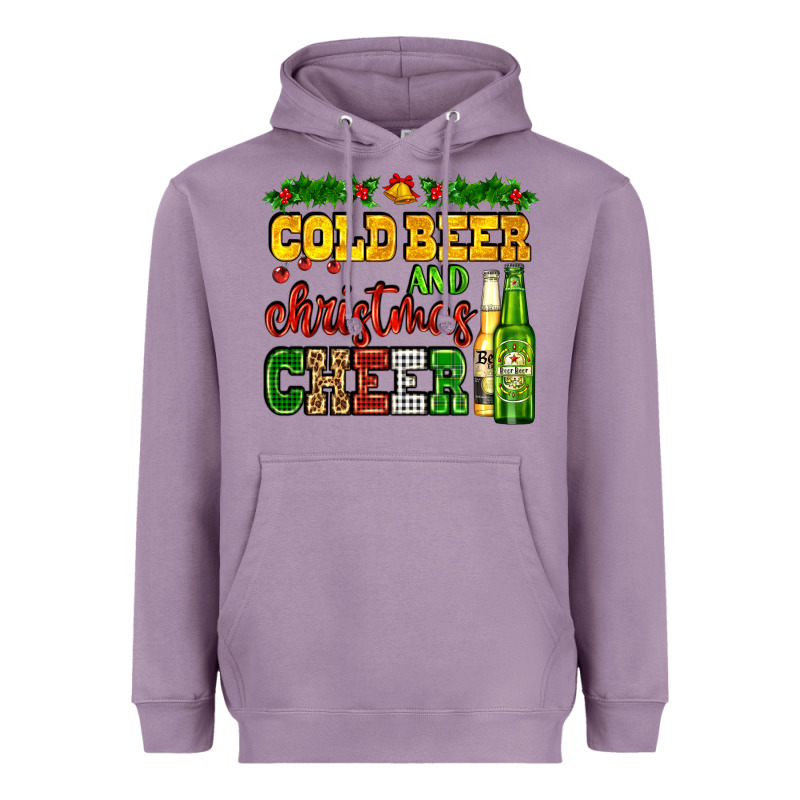 Cold Beer And Christmas Cheer With Beer Bottles Heavyweight Hoodie by AdoDesignShop | Teevron