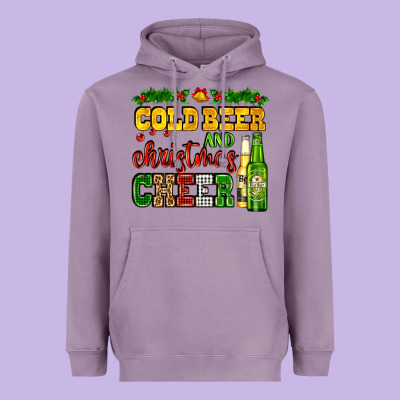 Cold Beer And Christmas Cheer With Beer Bottles Heavyweight Hoodie Designed By Adodesignshop