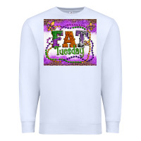 White fat tuesday fleur de lis and mardi gras beads Premium Sweatshirt - Artiststas