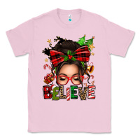 Bubblegum Pink christmas believe afro messy bun Classic Tee - texasbilliewilder
