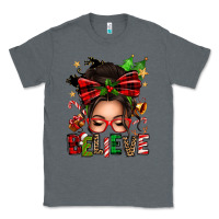 Charcoal Heather christmas believe afro messy bun Classic Tee - texasbilliewilder