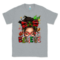 Heather Grey christmas believe afro messy bun Classic Tee - texasbilliewilder