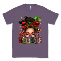 Lavender christmas believe afro messy bun Classic Tee - texasbilliewilder