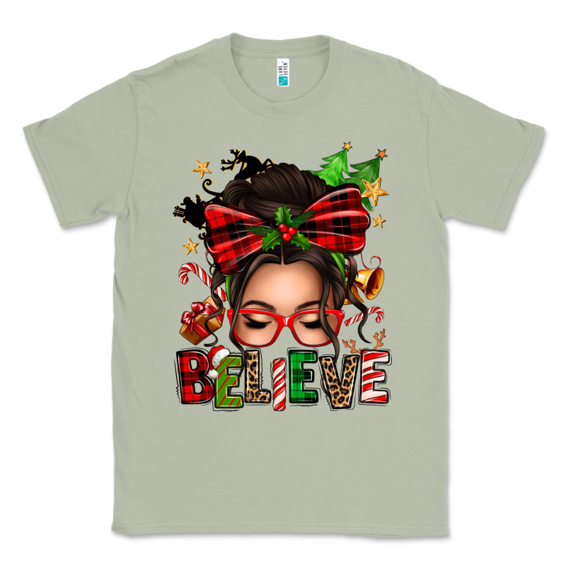 Christmas Believe Afro Messy Bun Classic Tee by texasbilliewilder | Teevron