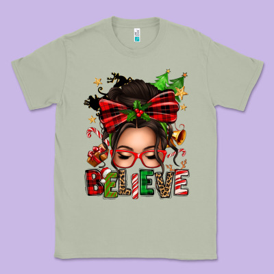 Christmas Believe Afro Messy Bun Classic Tee Designed By Texasbilliewilder