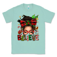 Seafoam christmas believe afro messy bun Classic Tee - texasbilliewilder