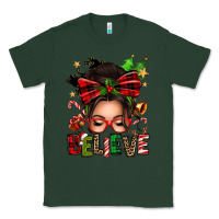 Sports Green christmas believe afro messy bun Classic Tee - texasbilliewilder