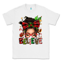 White christmas believe afro messy bun Classic Tee - texasbilliewilder