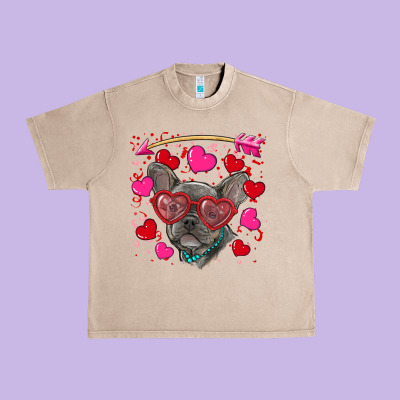Valentine's Day French Bulldog Puppy Urban Heavy Tee Designed By Ranaportraitstore