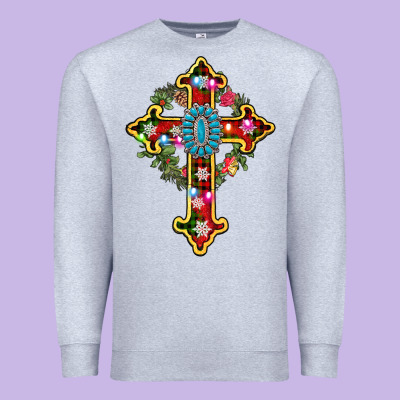 Christmas Cross Premium Sweatshirt Designed By Adodesignshop