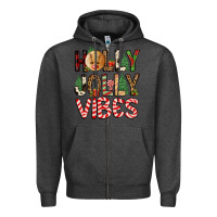 Charcoal Heather holly jolly vibes Zipper Hoodie - FaDigitalArtStudio