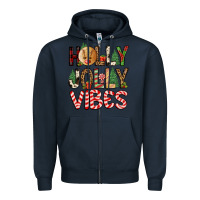 Navy holly jolly vibes Zipper Hoodie - FaDigitalArtStudio