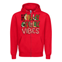 Red holly jolly vibes Zipper Hoodie - FaDigitalArtStudio