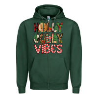 Sports Green holly jolly vibes Zipper Hoodie - FaDigitalArtStudio