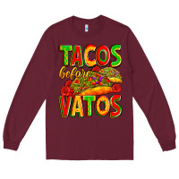 Burgundy tacos before vatos Long Sleeve Tee - Zillion Design Studio