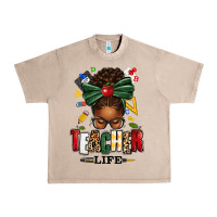 French Oak teacher life afro messy bun Urban Heavy Tee - texasbilliewilder