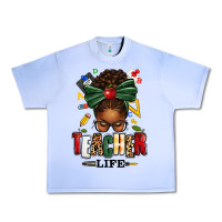 Grape Ice teacher life afro messy bun Urban Heavy Tee - texasbilliewilder