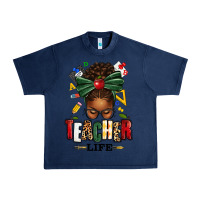 Navy teacher life afro messy bun Urban Heavy Tee - texasbilliewilder
