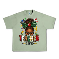 Oil Green teacher life afro messy bun Urban Heavy Tee - texasbilliewilder