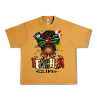 Teacher Life Afro Messy Bun Urban Heavy Tee | Teevron