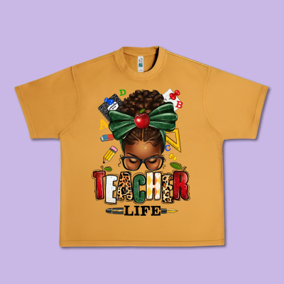 Urban Heavy Tee teacher life afro messy bun