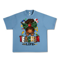 Pebble Blue teacher life afro messy bun Urban Heavy Tee - texasbilliewilder