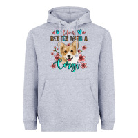 Heather Grey life is better with a corgi Heavyweight Hoodie - Jasminsmagicworld