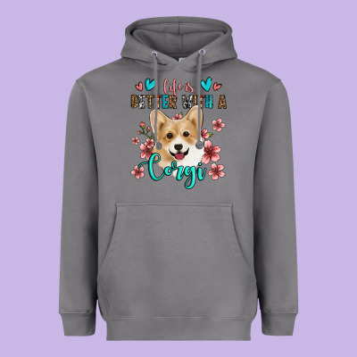 Life Is Better With A Corgi Heavyweight Hoodie Designed By Jasminsmagicworld