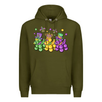 Army Green mardi gras bead dogs Premium Hoodie - MaliasSmallBusiness