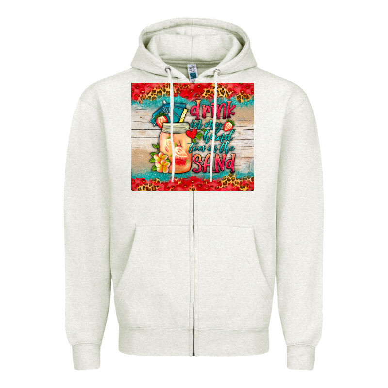 Drink In My Hand Toes In The Sand Tumbler Zipper Hoodie by HRA Design Shop | Teevron