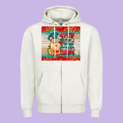 Drink In My Hand Toes In The Sand Tumbler Zipper Hoodie Designed By Hra Design Shop