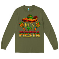 Army Green Let's Get Fiesta Long Sleeve Tee - texasbilliewilder
