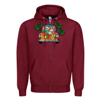 Burgundy summer truck Zipper Hoodie - CowhideDigitalArt