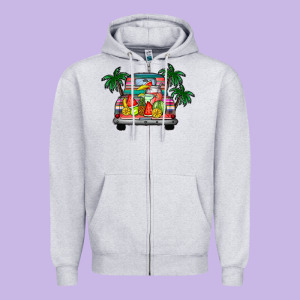 Summer Truck Zipper Hoodie Designed By Cowhidedigitalart