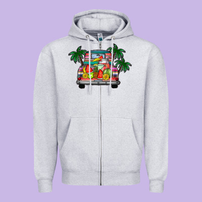 Summer Truck Zipper Hoodie Designed By Cowhidedigitalart