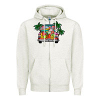Oatmeal Heather summer truck Zipper Hoodie - CowhideDigitalArt