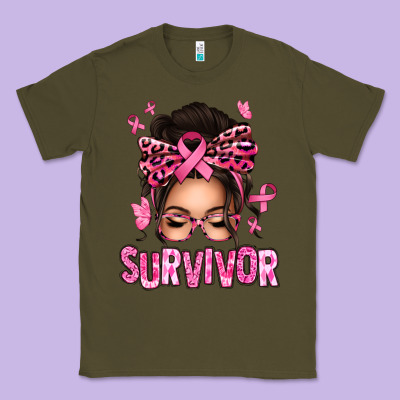 Breast Cancer Survivor Afro Messy Bun Classic Tee Designed By Texasbilliewilder