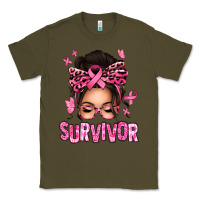 Army Green breast cancer survivor afro messy bun Classic Tee - texasbilliewilder